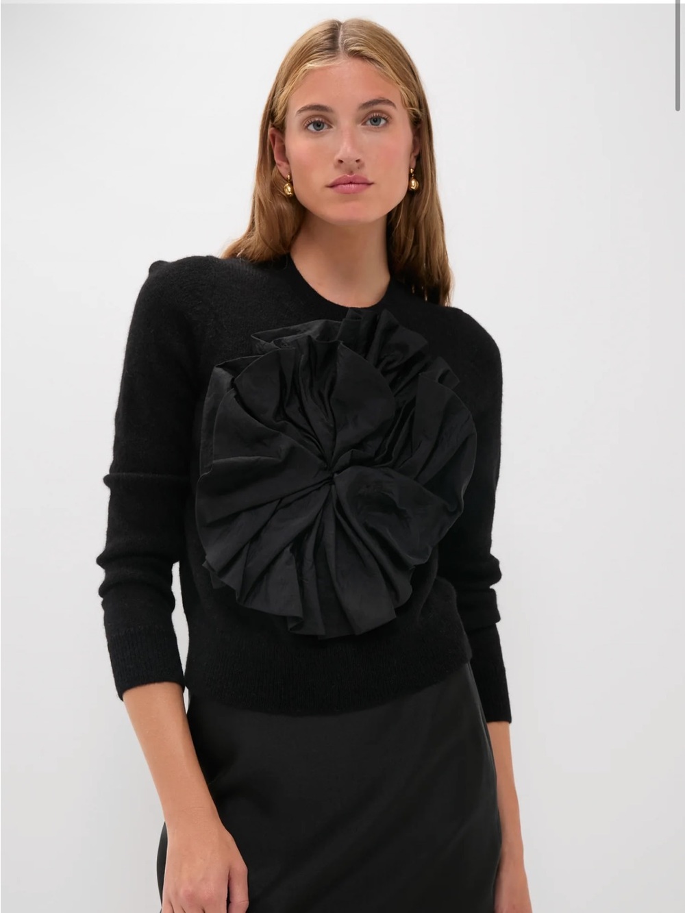 NEW Andres Otalora Black Memoria Pura Knitted Embellished Sweater Size Large